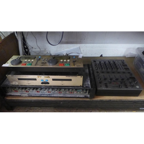 2168 - A quantity of stereo equipment including a Behinger DJX700 professional DJ mixer, a Numark CDN-34 pr... 