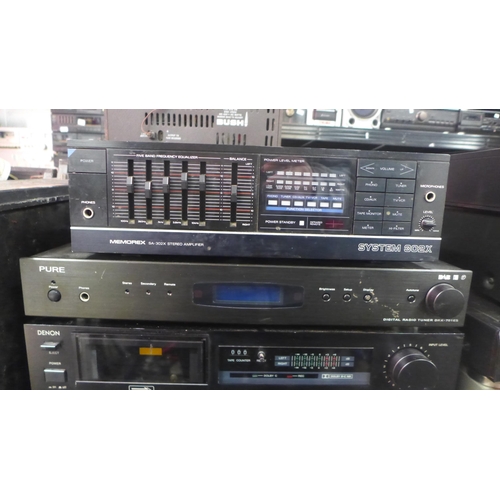 2173 - A quantity of stereo equipment including a Pure DRX-701ES digital radio tuner, a Denon DR-171 stereo... 