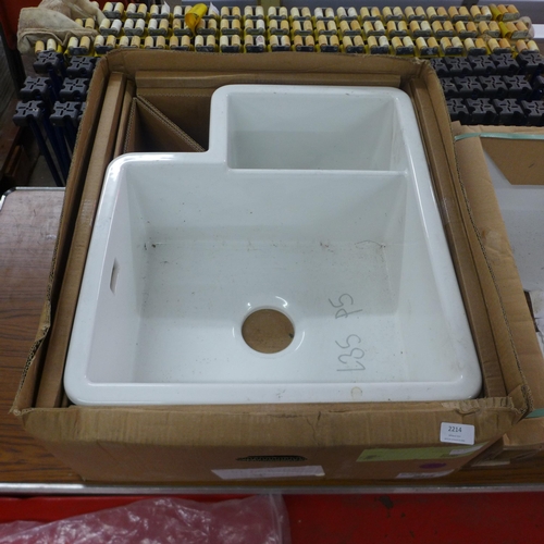 2214 - A Blanco 520x600mm 1.5 crystal white ceramic Belfast style sink - in box