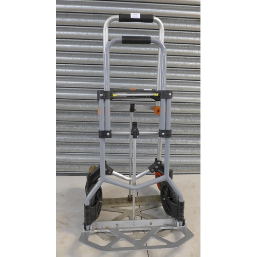 2336 - A Clarke Strong-Arm folding metal sack trolley and one otehr folding metal sack trolley