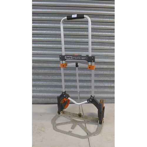 2336 - A Clarke Strong-Arm folding metal sack trolley and one otehr folding metal sack trolley