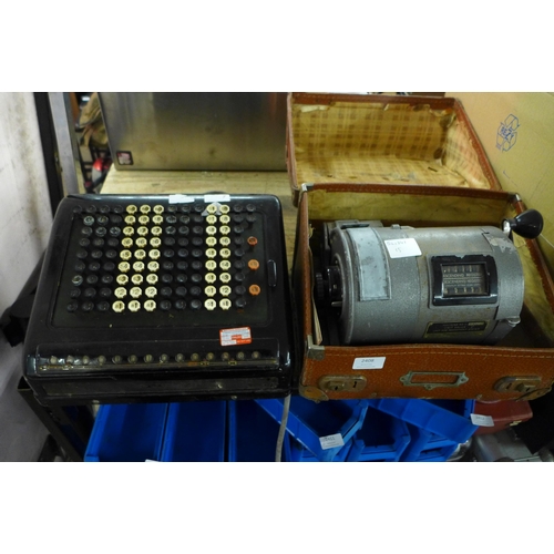 2408 - Two vintage items; a postal franking machine (S-11940) and an electric calculator