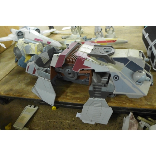 2418 - 8 Assorted Star Wars including x wing,imperial tie bomber boba-fets fighter and Imperial AT-AT Walke... 