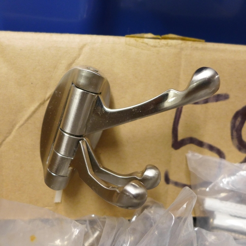 2438 - A box of 58 swivel coat hooks with fixings