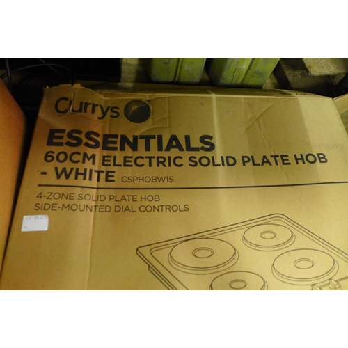 2448 - A Currys Essentials CSPHOBW15 60cm electric 4-zone solid plate hob with side mounted dial controls