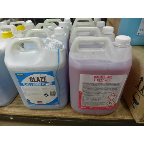 2454 - Eight 5 litre bottles of chemical cleaning fluid including Care Guard Extreme Bactericidal and Viuci... 