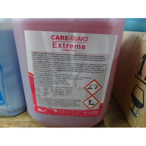 2454 - Eight 5 litre bottles of chemical cleaning fluid including Care Guard Extreme Bactericidal and Viuci... 