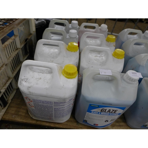 2455 - Eight 5 litre bottles of chemical cleaning fluid including Diversey Chlorsan D10.4 Disinfectant Dete... 