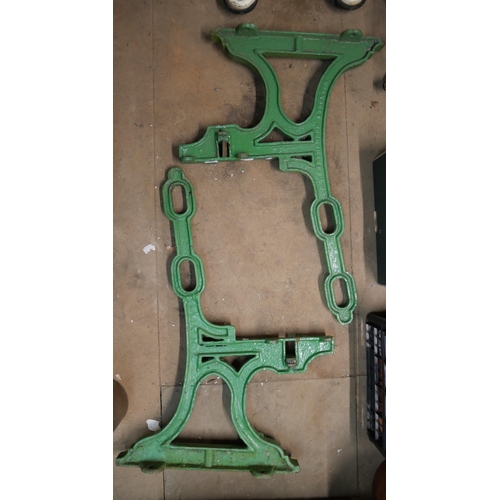 266 - A pair of S.T. Stephenson, Stockton cast iron railway bench ends