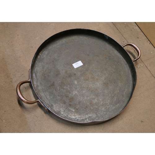 273 - A Victorian copper skillet, stamped W.P.