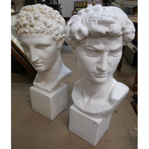 280 - Two Romanesque faux marble plaster busts, one a/f