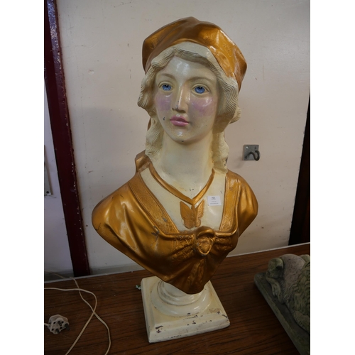 291 - An Art Deco style painted bust of a lady