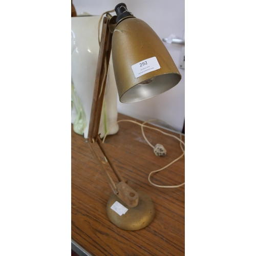 292 - A wooden and metal anglepoise desk lamp