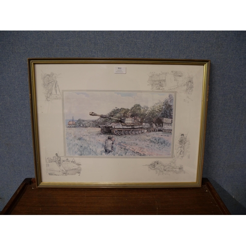 302 - Two Ken Howard prints, 42, CDO RM Verjedalen Andalsires and one other, framed