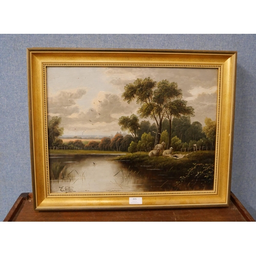 305 - E. Orton, a pair of landscapes, oil on canvas, framed, one a/f