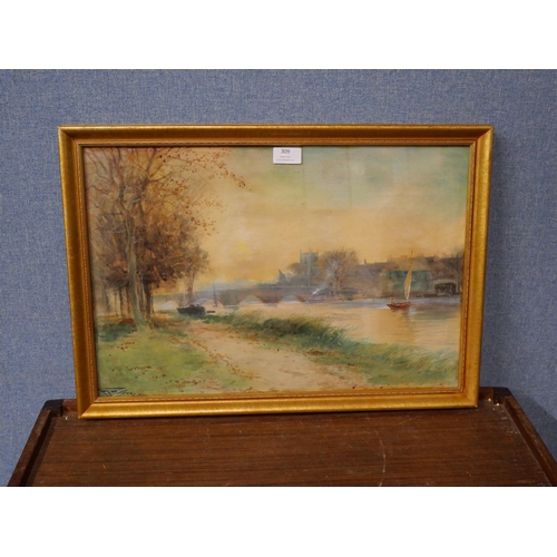 309 - Henry Charles Fox (late 19th/early 20th Century), Henley on Thames, watercolour and gouache, framed