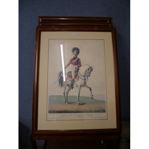 326 - A set of four regimental cavalry prints, framed