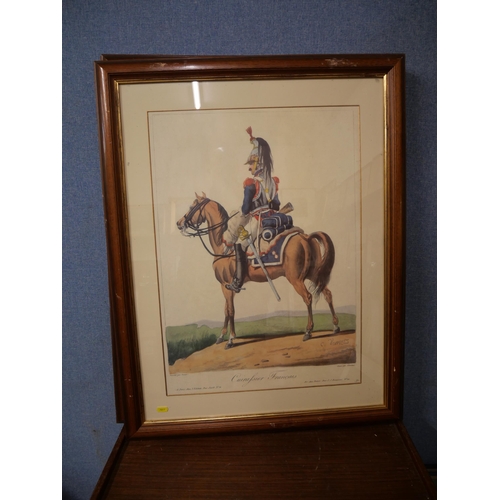 326 - A set of four regimental cavalry prints, framed