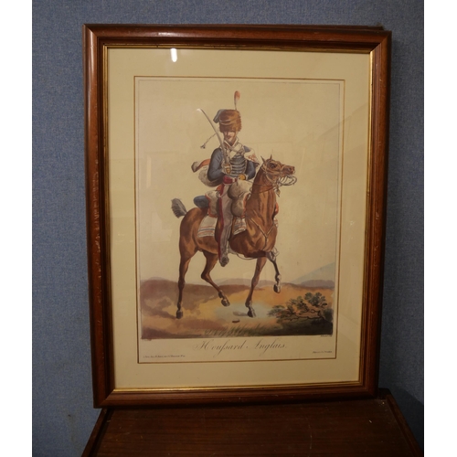 326 - A set of four regimental cavalry prints, framed