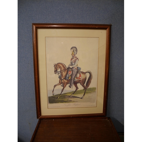 326 - A set of four regimental cavalry prints, framed