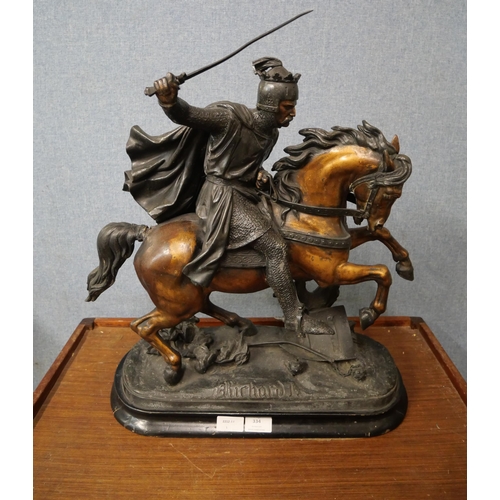 334 - A cast metal figure of a Richard I on horseback