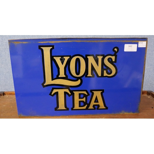 342 - A double sided metal Lyons Tea advertising sign