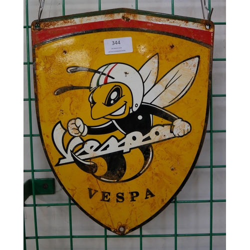 344 - An enamelled metal Vespa advertising sign