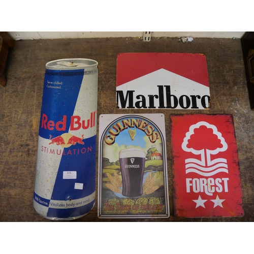 373 - Four assorted tin advertising signs