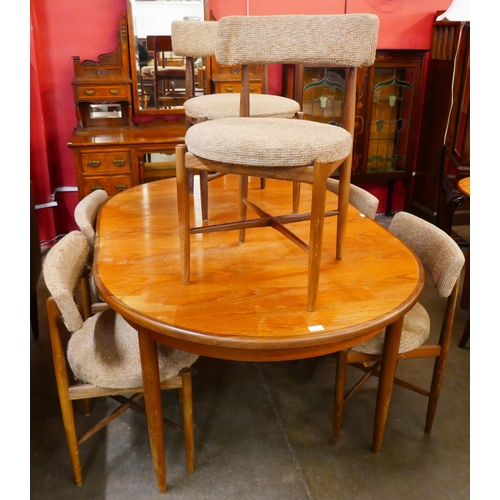 44 - A G-Plan Fresco teak extending dining table and six chairs