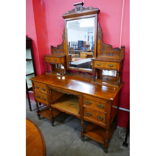 76 - A Victorian pollard oak dressing table, manner of Lambs, Manchester