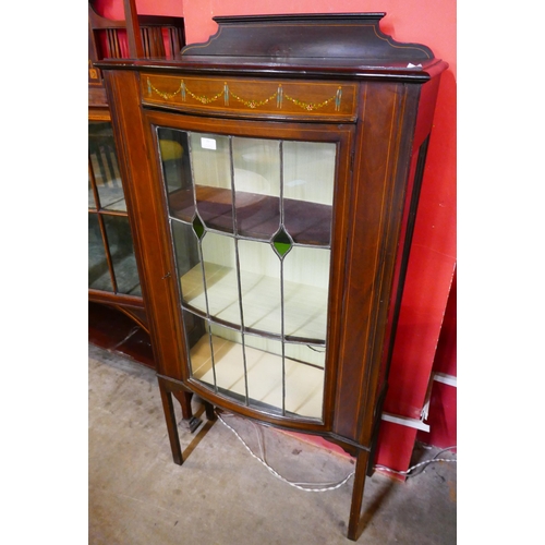 77 - An Edward VII inlaid mahogany bowfront display cabinet