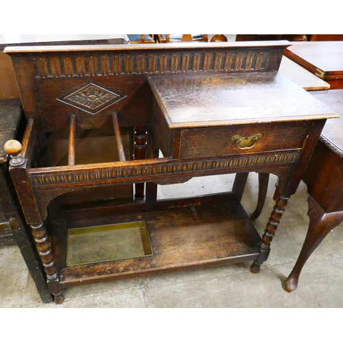 90 - A late Victorian carved oak hallstand