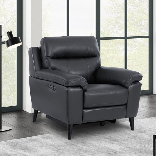 1452 - Grace Grey Leather power Recliner armchair, Original RRP £516.66 +VAT (4197-48) *This lot is subject... 