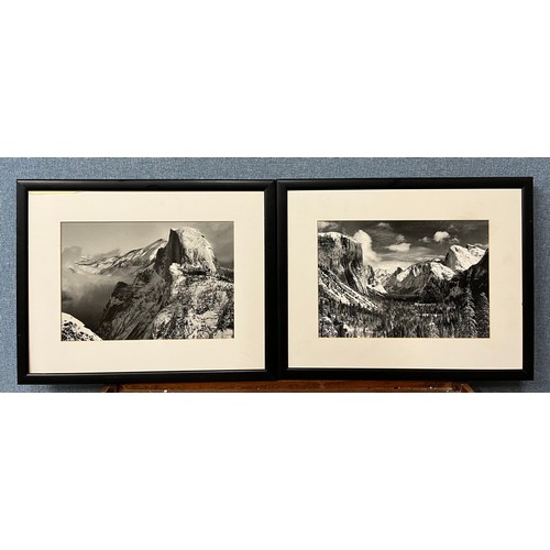 320A - A pair of Ansel Adams, Yosemite Valley black and white photographic prints, framed