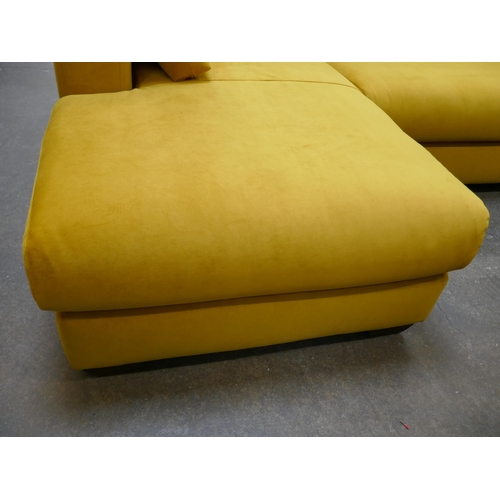 1313 - A turmeric velvet L shaped sofa