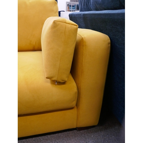 1313 - A turmeric velvet L shaped sofa