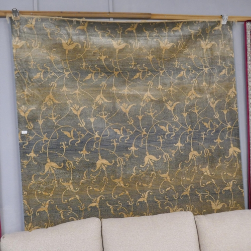 1369 - A duck egg blue and gold ground Cashmere carpet with all over floral design 300 x 200cm