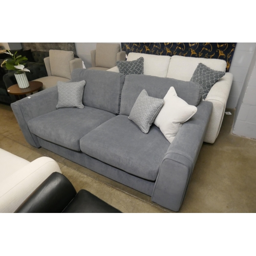 1347 - A steel blue three seater sofa and contrasting off white three seater sofa RRP £1800