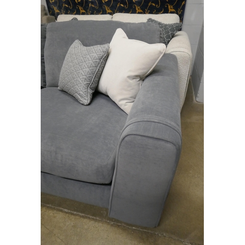 1347 - A steel blue three seater sofa and contrasting off white three seater sofa RRP £1800