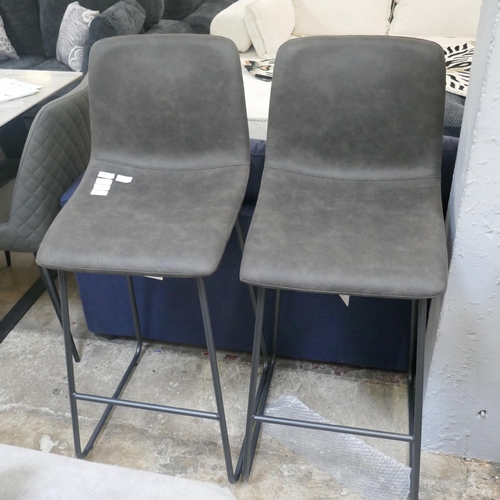 1435 - A pair of dark grey Hanna barstools