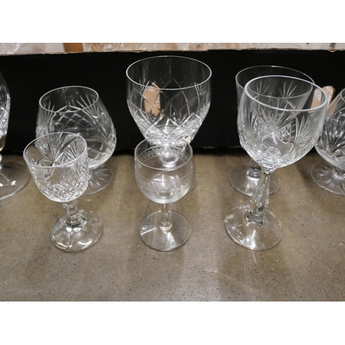 1125 - A box of mixed crystal decanters and glasses sets, two sets plus additional glasses **PLEASE NOTE TH... 