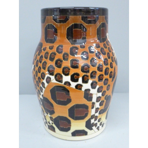 601 - A Sally Tuffin Designs Dennis China Works Leopard vase, 24cm