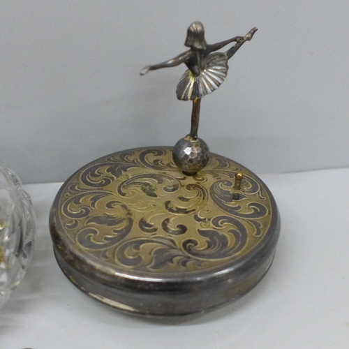 658 - A collection of watches including lady's Montine, etc., a ballerina glass music box and costume jewe... 