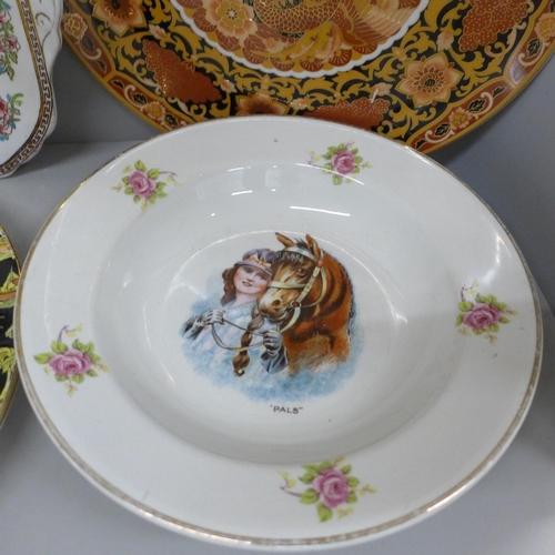 676 - A pair of Royal Winton Grimwades chinoiserie pattern plates and a collection of other plates