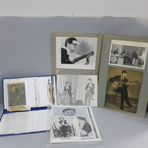 679 - Two photograph albums of local guitar tutor's pupils and local entertainers circa 1960s, many autogr... 