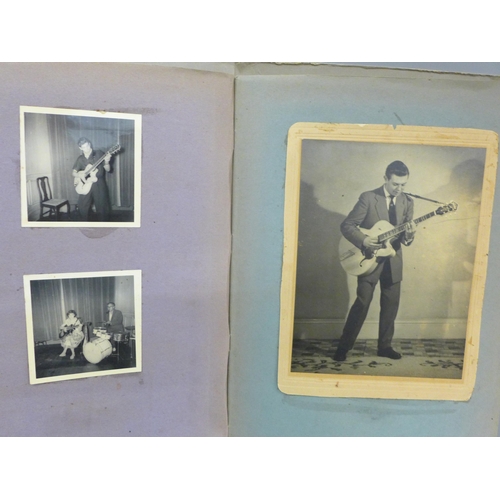 679 - Two photograph albums of local guitar tutor's pupils and local entertainers circa 1960s, many autogr... 