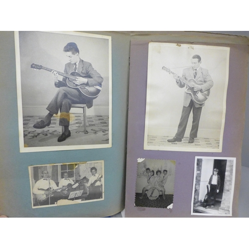 679 - Two photograph albums of local guitar tutor's pupils and local entertainers circa 1960s, many autogr... 