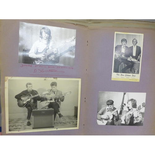 679 - Two photograph albums of local guitar tutor's pupils and local entertainers circa 1960s, many autogr... 