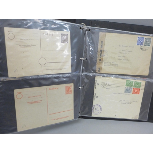 683 - Stamps; an album of Germany post-War occupation covers including censored (52 no.)