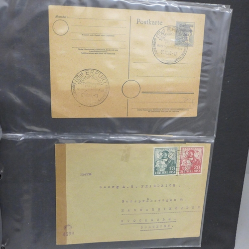 683 - Stamps; an album of Germany post-War occupation covers including censored (52 no.)